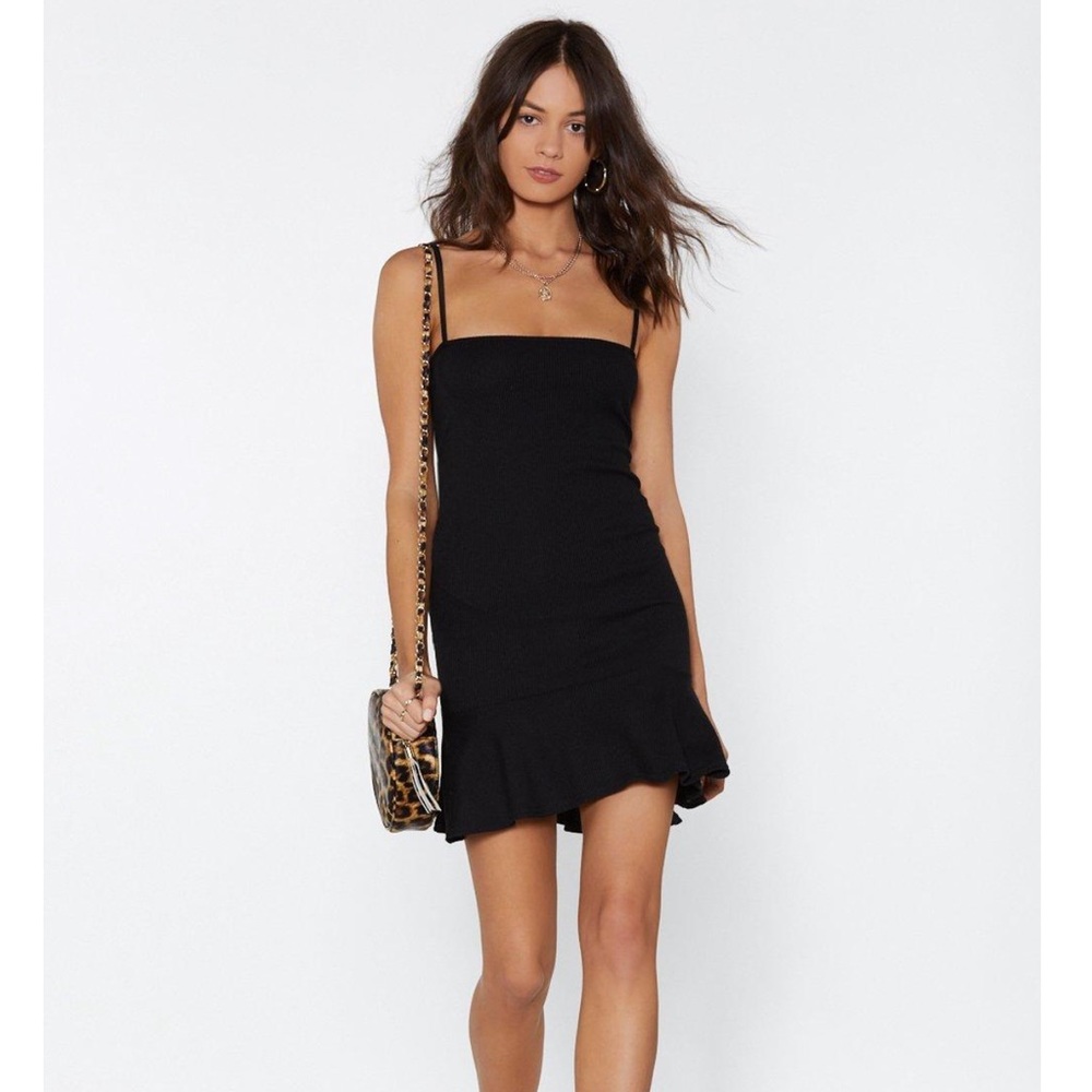 Brand New Nasty Gal Square Neck Ruffle Mini Dress